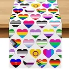 Pride Table Runner Love Heart June Gay LGBTQ Rainbow Party Decoration Dining ...