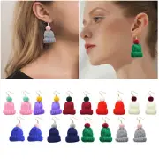 Christmas Simulation Creative Earrings Earrings Cute Wool Wool Ball Knitted Hat