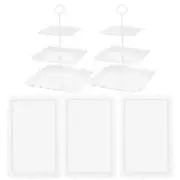 5 Pcs Cupcake Stand Set - Plastic Dessert Table Display Set, 2 White Square 3...