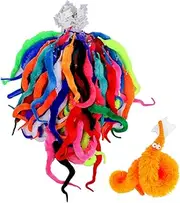 HAPTIME 64 Pcs Magic Worm with Wiggle Eye Twisty Fuzzy Trick Toy Classic Party Favors Bag Fillers Christmas Stocking Stuffer Gifts Assorted Colors for Kids Children , Funny Cute Soft Pet Toys