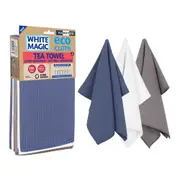 3PK White Magic 70x50cm Tea Towel Set Super Absorbent Cleaning Cloth Hampton