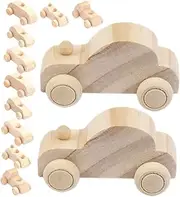 WESIEVYA 12pcs Wooden Boys and Kit DIY Car Toys Graffiti Paint Wooden Painting Crafts for Toddlers
