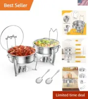 6 QT Round Chafing Dish Set for Catering - Easy Clean & Elegant Design