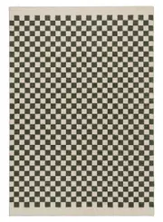 Malibu Green and Cream Checkered Washable Rug