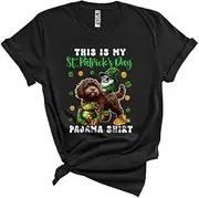 [Generic] This is My St. Patrick's Day Pajama Shirt, Lovely Gnome Riding Cockapoo, Gnomies Shamrocks Unisex T-Shirt