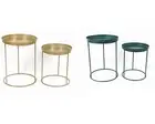 Set of 2 Bedside Table Bed Side Stand Metal Table Home Decor Gold/Blue
