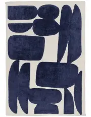 [Miss Amara] Simora Abstract Washable Wool Rug in Blue