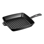 Staub American 26cm Square Enamel Cast Iron Grill Pan Stovetop Cookware Black