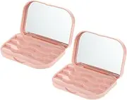 2Pcs Portable Eyelash Storage Box with Mirror Simple Makeup Organizer for False Lash Storage Durable Lash Packaging Case for Travel and Everyday Use