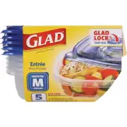 Glad 25 Oz. Clear Square Entre Container (5-Pack) BBG10091 Glad BBG10091 Plastic