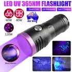 60W/120W 365nm UV Light Torch LED Flashlight Inspect Blacklight USB Rechargeable