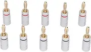 MUNEFE Speaker Banana Plugs, Audio Jack Connector, 24k Gold Dual Screw Lock Speaker Connector for Speaker Wires Home Theater