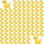 YUNAI Mini Resin Ducks 100 Pcs, Yellow Tiny Ducks with Jelly Glue, Mini Figurines in Bulk for Activity Little Ducks to Hide Prank Game Miniature Dollhouse Aquarium Potted Decorations DIY Craft Toys