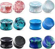 [TBOSEN] Mixed Stone Ear Plugs Tunnels Double Flare Saddle Stretching Gauges Expander Body Piercing Set