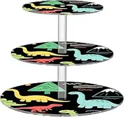 miaozhen Cartoon Cute Dinosaur Stegosaurus Green Black Transparent Tray Acrylic Waterproof Three-Tiered Display Stand Dining Table Mesa De Dulces Para Fiesta