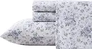 Laura Ashley Home Queen Sheet Set, Soft Sateen Cotton Bedding Set - Sleek, Smooth, & Breathable (Lilian Purple, Queen) (USHSA01235895)