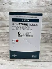 1 Box Medline Signature Touch LATEX Surgical Gloves Size: 6 MSG8960 *See Dates*