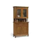 Glass Cabinet Showcase Neapolitan Base + Riser 2 Doors Art Povera Walnut Dark