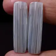 100% Natural Lovely Pair White MONTANA Agate 23.00 Cts. Cabochon Loose Gemstone