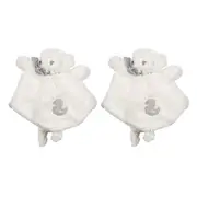 2PK White Plush Bear Doudou 30cm Cuddly Soft Toy For Babies Nighttime Bed Toy