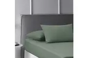 Washed Cotton Fitted Sheet Set (Olive) - King