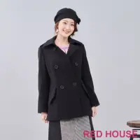在飛比找momo購物網優惠-【RED HOUSE 蕾赫斯】素面羊毛混紡大衣(黑色)