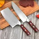 Chef Cleaver Knife Set 67 Layers Damascus Steel G10 Handle Butcher Slicing Cut L