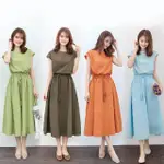 【SAS】韓版寬鬆收腰短袖棉麻洋裝(8色可選 洋裝 短袖洋裝 連衣裙 棉麻洋裝 1482F)