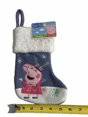 Peppa Pig Christmas Stocking 9” Holiday Hanging Embroidered Character NEW NWT