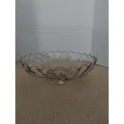 Silver City Gold Flanders Poppy Crystal 4 Footed Dish MCM 10" Round