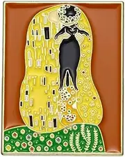 [Pinstant] Black Cat Gustav Klimt The Kiss Oil Canvas Painting Symbolism Symbolist Art Kitten Kitty Funny Cute Kawaii 1.2" Enamel Pin Badge, 1.2 inches, Enamel, metal