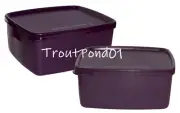 Tupperware Square Rounds 16 oz Freezer Containers Set 2 Dewberry Purple HTF New