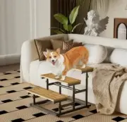 Adjustable 3-Tier Bamboo Pet Dog Stairs For Small Medium Dog Cat To Go On High B