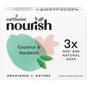 Earthwise Nourish Natural Soap Bar Coconut & Gardenia 3 Pack