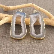 Designer Real Geode Slice Window Druzy Gold Plated Connectors For Women Jewelry