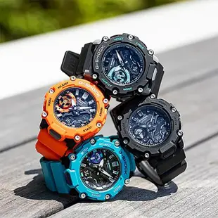 【CASIO 卡西歐】G-SHOCK 碳核心防護雙顯手錶 母親節 禮物(GA-2200BB-1A)