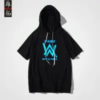 在飛比找Yahoo!奇摩拍賣優惠-AlanWalker電音同款衣服艾倫沃克faded連帽短袖D