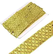 uxcell 3.5cm x 6m Sequins Trim Flat Sequin Paillette Ribbon Strip Braid for Crafts, Embellishments, DIY Sewing Costume Light Gold