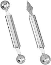 GRADENEVE 2pcs Metal Watermelon Spoon Sugar Jar Squeezer Juice Biscuits Fruit Serve Apple Orange Rack Cookie Lemon Citrus Cube Corer Dessert Ball Spoon Watermelon Baller Stainless Steel