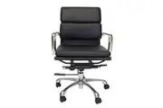 SK Designer Living | Eames Inspired Mid Back Soft Pad Management Desk / Office Chair | Black
