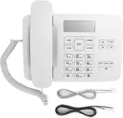 Corded Telephones,FSK/DTMF Dual System Home Office Telephone with LCD Calendar Display,English Office Home Corded Telephone Supports Flash,Redial and Pre-dial Function White