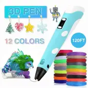 3D Pen Set for Kids, 3M 12 Colors PLA Filament, 3D Pringting Doodle Drawing Pen, STEM Toy for Boys & Girls Blue
