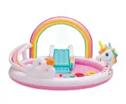 Rainbow Unicorn Play Center, Kids Splash Pool with Sprinkler, Toys & Slide, Age