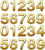 HopeWan Mailbox Numbers Gold, 2 Inch Address Sign Number Stickers for House Doors, Hotel Apartment Office Room, Business Decorate Project, Pack of 2 Sets.