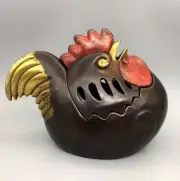7.1'' Brass Rooster Statue Incense Burner Holder Feng Shui Zen Decor