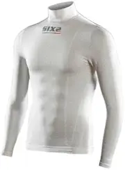 SX-TS3-WC-M High Neck Long T-Shirt, SIXS Carbon Fiber, White, Carbon, Size M