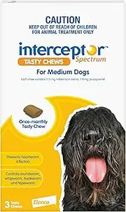 Interceptor™ Spectrum Heartworm and Worms for Dogs 11-22kg - 3 Pack