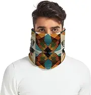 [Caihoyu] Fleece Linked Winter Neck Gaiter for Women and Men Thick Thermal Fleece Lined Double Layer Warm Knitted Scarf Outdoor Cold Weather Black and White Orange Plaid Pattern Clothes Apparel Fabric Pattern,