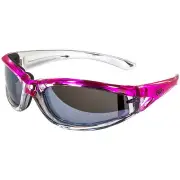 Flashpoint Chrome and Pink Frame Motorcycle Glasses Flash Mirror Lenses