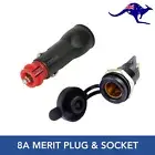 Merit Plug 8A and Panel Mount Socket Set 12V Caravan Fridge Marine Boat 4WD
